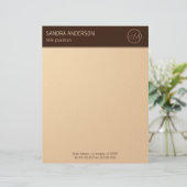 Luxury Brown and Gold Monogram Briefbogen (Stehend Vorderseite)