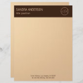 Luxury Brown and Gold Monogram Briefbogen (Vorne/Hinten)