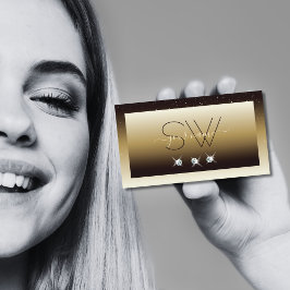 Luxury Brown Beige Ombre Sparkle Diamonds Initiale Visitenkarte