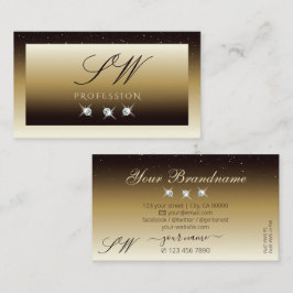 Luxury Brown Beige Ombre Sparkle Diamonds Monogram Visitenkarte
