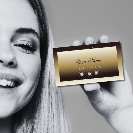 Luxury Brown Beige Ombre Sparkle Diamonds Stilvoll Visitenkarte