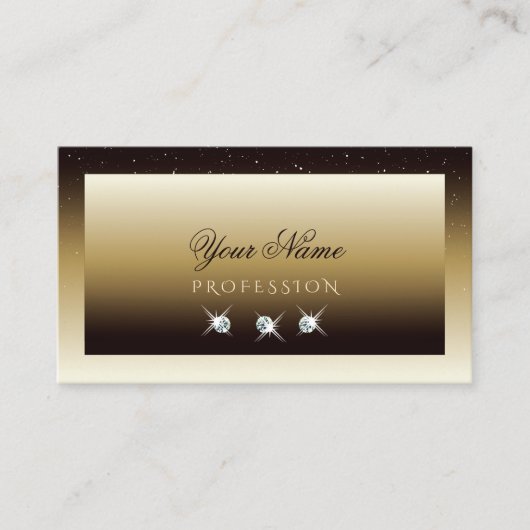 Luxury Brown Beige Ombre Sparkle Diamonds Stilvoll Visitenkarte (Vorderseite)