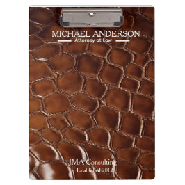 Luxury Brown Crocodile Leather Attorney at Law Klemmbrett