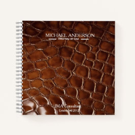 Luxury Brown Crocodile Leather Attorney at Law Notizblock