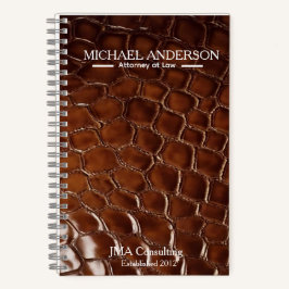 Luxury Brown Crocodile Leather Attorney at Law Notizblock