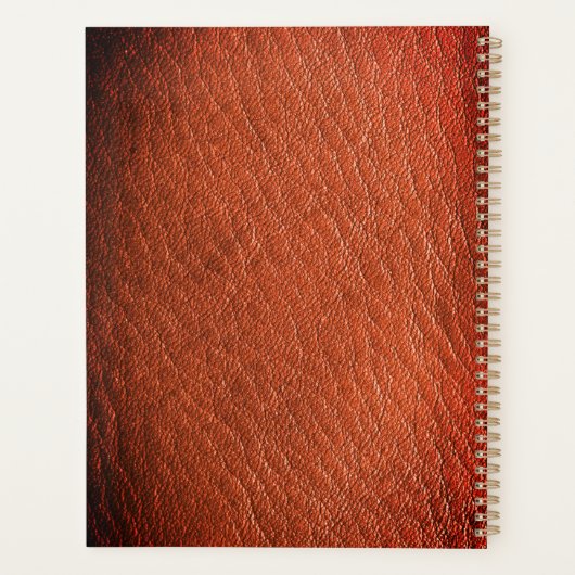 Luxury Brown Leather Look Monogram English Initial Planer (Rückseite)