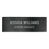 Luxury Brushed Black Steel Professional Modern Namenschild (Vorderseite)