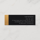 Luxury Brushed Gold & Black Leather Monogram  Mini Visitenkarte (Rückseite)