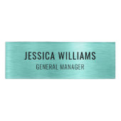 Luxury Brushed Teal Steel Professional Modern Namenschild (Vorderseite)