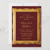 Luxury Burgund und Gold Royal Wedding Einladung (Vorderseite)