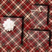 Luxury Burgundy and Cream Diagonal Tartan Plaid Geschenkpapier Set