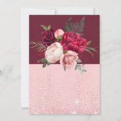 Luxury Burgundy Blush Pink Glitzer Peony Wedding Einladung (Rückseite)