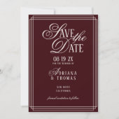 Luxury Burgundy Calligraphy Wedding Save The Date (Vorderseite)