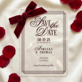 Luxury Burgundy Calligraphy Wedding Save The Date Acryleinladungen