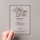Luxury Burgundy Calligraphy Wedding Save The Date Acryleinladungen (Insitu (Handheld))