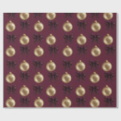 Luxury Burgundy & Gold Baubles & Bows Geschenkpapier (Flach)