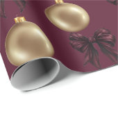 Luxury Burgundy & Gold Baubles & Bows Geschenkpapier (Rolleneckpunkt)
