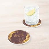 Luxury Burgundy Gold Floral Wedding Vielen Dank Getränkeuntersetzer (Seite)