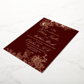 Luxury Burgundy & Gold Garden Floral Wedding Invi Folieneinladung (Gedreht)