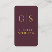 Luxury Burgundy Gold Monogram QR Code Visitenkarte (Vorderseite)