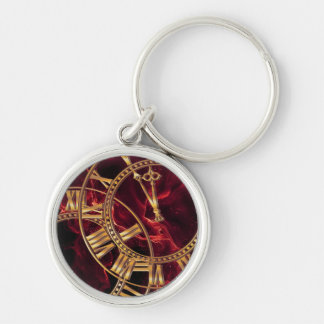 Luxury Burgundy Marble Wall Clock with Gold Roman Schlüsselanhänger