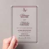 Luxury Burgundy Monogram Wedding Acryleinladungen (Insitu (Handheld))