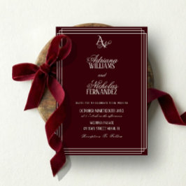 Luxury Burgundy Monogram Wedding Einladung