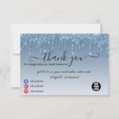 Luxury Business Blue Dripping Glitzer Dankeskarte (Vorderseite)