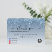 Luxury Business Blue Dripping Glitzer Dankeskarte (Stehend Vorderseite)