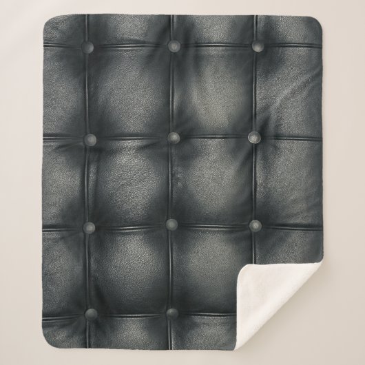 Luxury Buttoned Leather Texture Sherpadecke (Vorderseite)