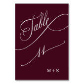 Luxury Calligraphy Burgundy Wedding Number 11, Tischnummer (Vorderseite)