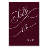 Luxury Calligraphy Burgundy Wedding Number 15, Tischnummer (Rückseite)