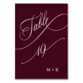 Luxury Calligraphy Burgundy Wedding Number 19, Tischnummer (Rückseite)