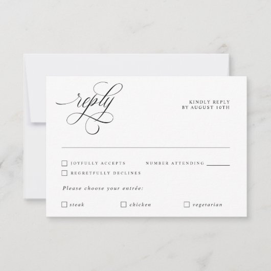 Luxury Calligraphy Elegant Wedding Reply RSVP Card Karte (Vorderseite)