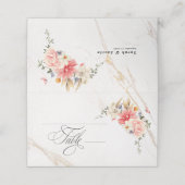 Luxury Calligraphy Pink Floral Wedding Platzkarte (Außenseite Aufgefaltet)