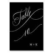 Luxury Calligraphy Wedding Number 10, Black Tischnummer (Rückseite)