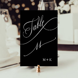Luxury Calligraphy Wedding Number 11, Black Tischnummer