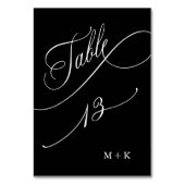 Luxury Calligraphy Wedding Number 13, Black Tischnummer (Rückseite)