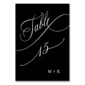 Luxury Calligraphy Wedding Number 15, Black Tischnummer (Rückseite)