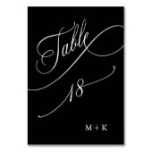 Luxury Calligraphy Wedding Number 18, Black Tischnummer (Rückseite)
