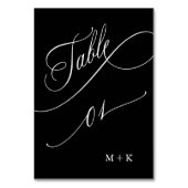 Luxury Calligraphy Wedding Number 1, Black Tischnummer (Rückseite)