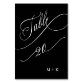 Luxury Calligraphy Wedding Number 20, Black Tischnummer (Rückseite)