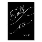Luxury Calligraphy Wedding Number 3, Black Tischnummer (Rückseite)