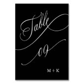 Luxury Calligraphy Wedding Number 9, Black Tischnummer (Rückseite)