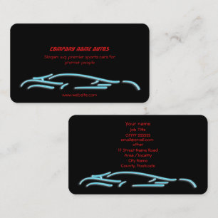 Luxury Car Logo - Ice Blue Sportscar auf schwarz Visitenkarte