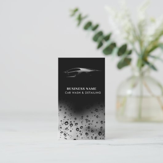 Luxury Car Wash Automotive Reinigung QR Code Schwa Visitenkarte (Stehend Vorderseite)