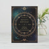 Luxury Celestial Birthday Invitation – Midnight Einladung (Stehend Vorderseite)