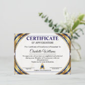 Luxury Certificate of Appreciation Award Template Begleitkarte (Stehend Vorderseite)
