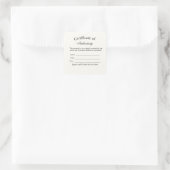 Luxury Certificate of Authenticity Sticker | Ivory (Tasche)