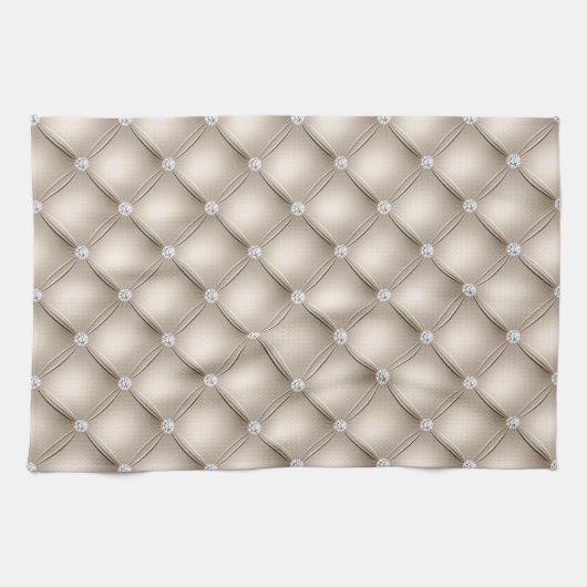 Luxury Champagne Diamond gepolstertes Muster Geschirrtuch (Horizontal)